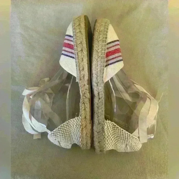 Manebi Hamptons Striped Canvas Espadrilles With Ankle Ties In Tan Size 39/9 NWOT - Picture 9 of 12